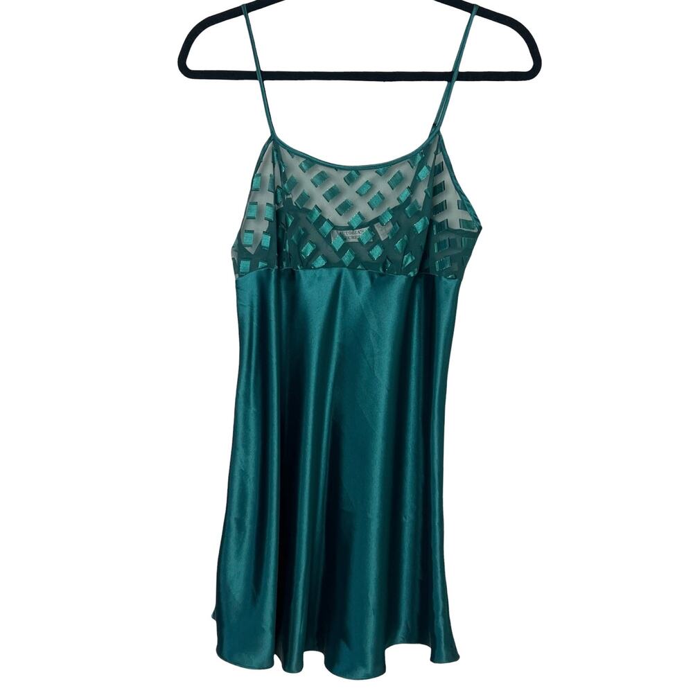 Vintage Victoria's Secret Gold Label Emerald Green Satin Nightgown Size Small